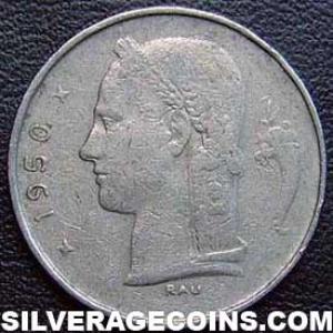 1950 Leopold III Belgian Franc (French, coin) (Reverse)