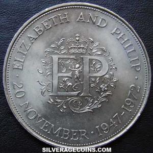 ND (1972) [case] Elizabeth II British 25 New Pence (Silver Wedding) (Reverse)