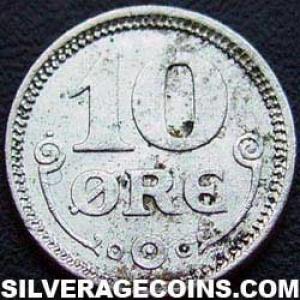 1917 (h) VBP GJ Christian X Danish Billon 10 Øre (Reverse)