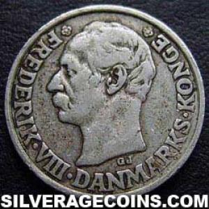1907 (h) VBP GJ Frederik VIII Danish Silver 25 Øre (Obverse)