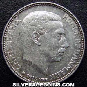 1915 (h) VBP AH Christian X Danish Silver Krone (Obverse)