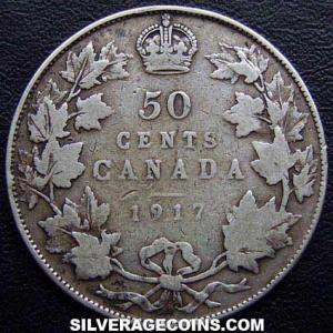 1917 George V Canadian Silver 50 Cents (Reverse)