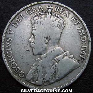 1919 George V Canadian Silver 50 Cents (Obverse)
