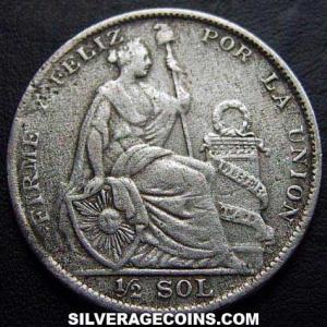 1927 LIMA GM Peruvian Silver Half Sol (Reverse)