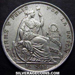 1928 LIMA GM Peruvian Silver Half Sol (Reverse)