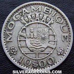 1954 Mozambican Silver 10 Escudos (Reverse)