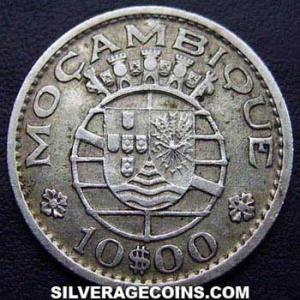 1955 Mozambican Silver 10 Escudos (Reverse)