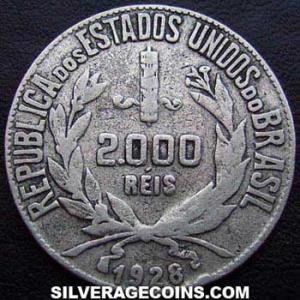1928 Brazilian Silver 2000 Reis (Obverse)