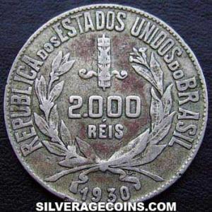 1930 Brazilian Silver 2000 Reis (Obverse)