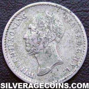 1849. Wilhelm II Dutch Silver 10 Cents (Obverse)