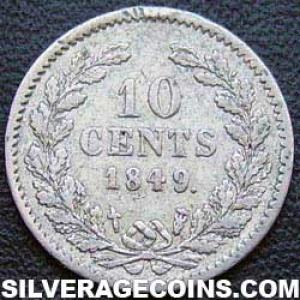 1849. Wilhelm II Dutch Silver 10 Cents (Reverse)