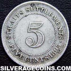 1895 Victoria Straits Settlements Silver 5 Cents (Reverse)