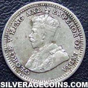 1926 George V Straits Settlements Silver 5 Cents (Obverse)