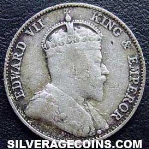 1910 B Edward VII Straits Settlements Silver 10 Cents (Obverse)