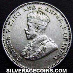 1927 George V Straits Settlements Silver 10 Cents (Obverse)