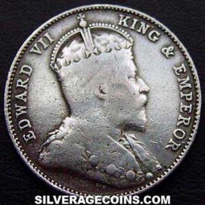 1910 B Edward VII Straits Settlements Silver 20 Cents (Obverse)