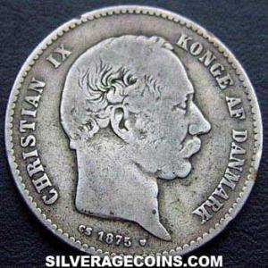 1875 (h) HC CS Christian IX Danish Silver Krone (Obverse)