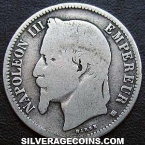 1866 BB Napoleon III French Silver Franc (.835) (Obverse)