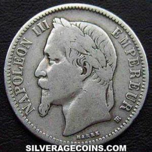 1867 BB Napoleon III French Silver Franc (.835) (Obverse)