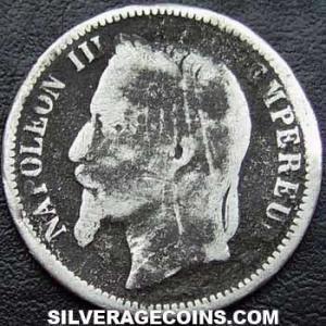 1868 BB Napoleon III French Silver Franc (.835) (Obverse)