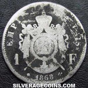 1868 BB Napoleon III French Silver Franc (.835) (Reverse)