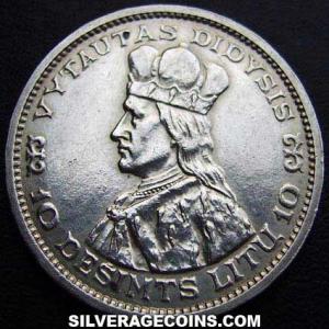 1936 Lithuanian Silver 10 Litu (Vytautas) (Reverse)