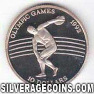 1991 Proof Elizabeth II Niuean Silver 10 Dollars (Olympic Games) (Reverse)