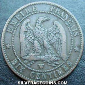 1853 W Napoleon III French Bronze 10 Centimes (Reverse)