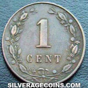 1880 Wilhelm III Dutch Bronze Cent (Reverse)