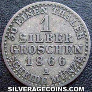 1866 B Wilhelm I Prussian Billon Silbergroschen (Reverse)