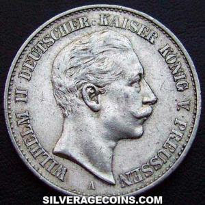 1900 A Wilhelm II Prussian Silver 2 Marks (Obverse)