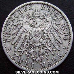1904 A Wilhelm II Prussian Silver 2 Marks (Reverse)