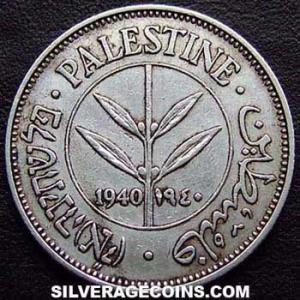 1940 Palestinian Silver 50 Mils (Obverse)