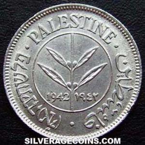 1942 Palestinian Silver 50 Mils (Obverse)