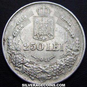 250 Lei de Plata Rumanos de Miguel I 1941 (Reverso)