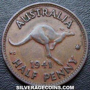 1941 (m) George VI Australian Bronze Half Penny (Reverse)