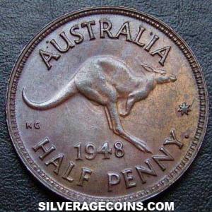 1948 (m) George VI Australian Bronze Half Penny (Reverse)