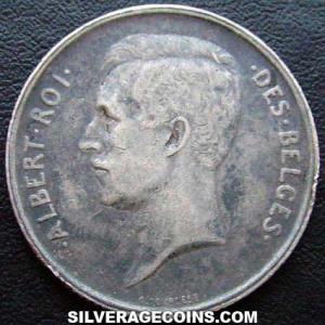 1911 Albert I Belgian Silver 2 Francs (French) (Obverse)