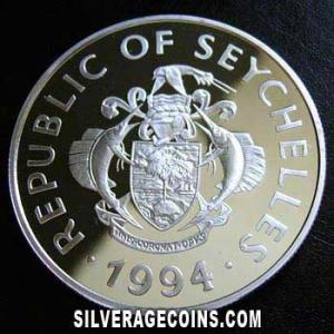 1994 Proof Elizabeth II Seychellois Silver 25 Rupees (Queen Mother) (Obverse)