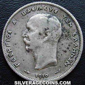 1910 (a) George I Greek Silver Drachma (Obverse)