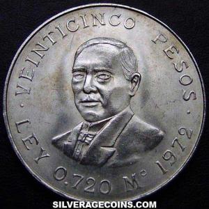 1972 Mexican Silver 25 Pesos (Benito Juarez) (Reverse)