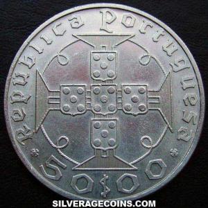 1970 Santomean Silver 50 Escudos (V Centenial) (Reverse)