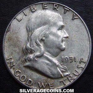 1951 United States "Franklin" Silver Half Dollar (Obverse)
