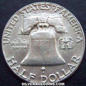1958 type 1 United States "Franklin" Silver Half Dollar (Reverse)