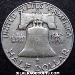 1958 D United States "Franklin" Silver Half Dollar (Reverse)