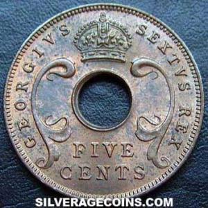 1952 H East African Bronze 5 Cents (Obverse)