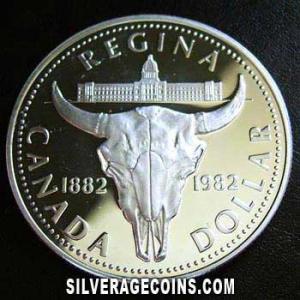 1982 Elizabeth II Canadian Silver Dollar (Regina) (Reverse)