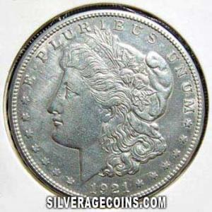 1921 S United States "Morgan" Silver Dollar (Obverse)