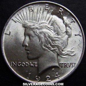 1924 United States "Peace" Silver Dollar (Obverse)