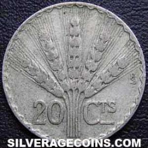 1942 So Uruguayan Silver 20 Centesimos (Santiago) (Reverse)